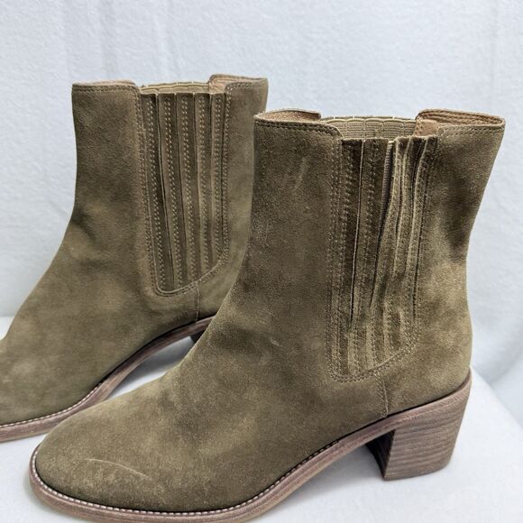 Madewell Autumn Chelsea High Ankle Boots Brown Suede Block Heel Women’s 10 - Picture 11 of 15
